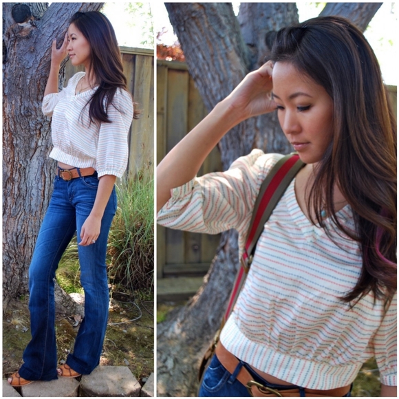 Anthropologie V-Neck Blouse Ivory Print Size 2 - Picture 2 of 16